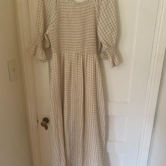 NWT Worth Collective Cream Gingham Maxi Dress - Picture 3 of 5